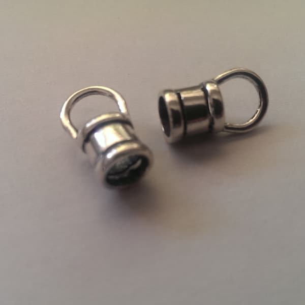 2 stuks zilver 5mm Crimp einde Caps grote keten aansluitingen voor zilveren en leren koorden, massief 925 sieraden Supplies