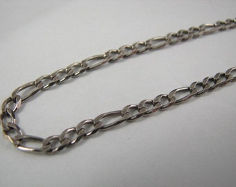 22 inch Antique Oxidized Sterling Silver 3mm Figaro Chain Necklace