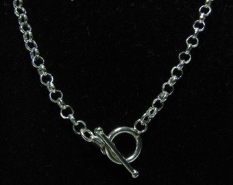 24 inch 3mm Rolo Chain Necklace with Toggle Clasp, 925 Sterling Silver