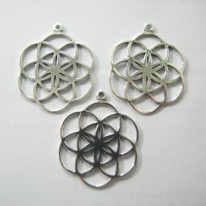 3 X Authentic Seed of Life Charms, 925 Sterling Silver, Sacred Geometry Pendants, Wholesale Jewelry Supplies