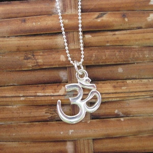 Om Pendant Necklace Original Yoga Jewelry, Sterling Silver 925