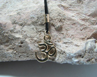 Om Necklace Original Yoga Jewelry, 14K Gold filled pendant and fine black cord, Aum Ohm Charm