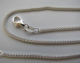 40 inch Sterling Silver 3mm Popcorn Chain Long Necklace with Lobster Clasp