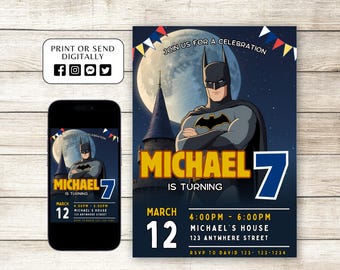 Superheroes Birthday Invitation, Birthday party, Printable Invitation, Phone Invitation, Invitation Card, Art Printable, Boy Invitation