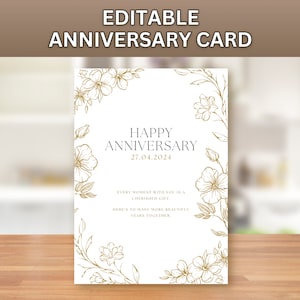 Tarjeta de aniversario editable, tarjeta romántica, tarjeta de San Valentín, regalo para esposo/esposa, tarjeta para novio/novia, regalo de San Valentín