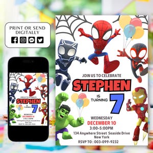 Spidey And His Amazing Friends Birthday Invitation, Spidey Invitation Spiderman Party Spidey And Friends Boy Invite Digital Instant Editable