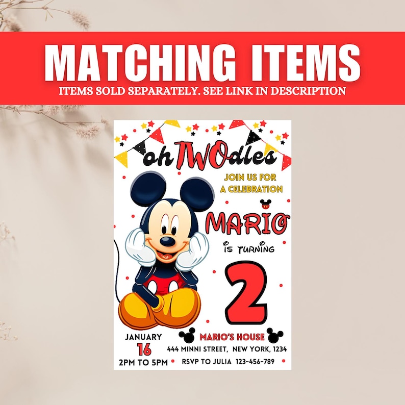 Editable Mickey Birthday Thank You Tags, Oh Twodles Birthday Boy Party ...