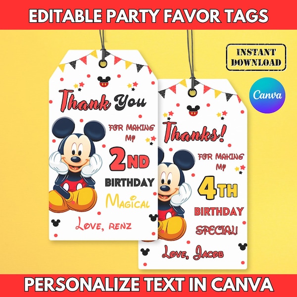 Mickey Mouse Thank You Cards - Etsy