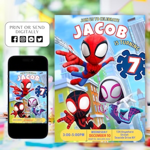Invitation anniversaire Spidey et ses amis incroyables Invitation Spidey Spiderman Party Spidey et ses amis garçon invitent numérique instantané MODIFIABLE