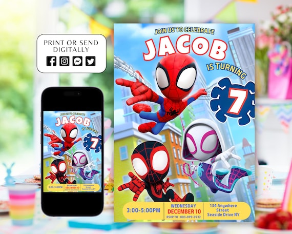 Spidey And His Amazing Friends Birthday Invitation Spidey Invitation Spiderman Party Spidey And Friends Boy Invite Digital Instant EDITABLE