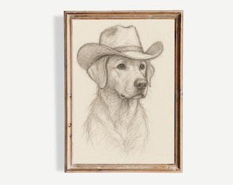 Custom Cowboy Pet Portrait | Cowboy Pet Portrait | Custom Western Pet Portrait | Cowboy Hat Pet Portrait | Pet Gifts