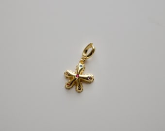 Gold Heart Dog Collar Charm, Rainbow Gemstone Charm, Gold Flower Dog Collar Charm, Pet Jewelry, Dog Tag Accessory, Gift for Dog Lovers