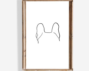 Custom pet outline drawing, Dog outline from photo, Minimalist pet gift, Dog ear outline art, Custom dog ear outline, Dog mom gift