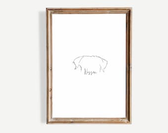 Custom pet outline drawing with name, Dog outline from photo, Minimalist pet gift, Dog ear outline art, Custom dog ear outline, Dog mom gift