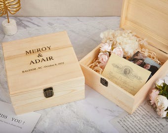 Personalized Walnut Keepsake Box, Wedding Memory Box, Wedding Keepsake Box, Anniversary Gift, Gift For Couple, Bridal Shower Gift