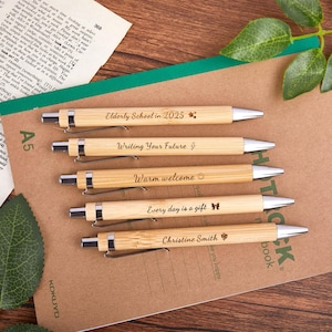 Personalisierter Kugelschreiber aus Holz, Personalisierter Kugelschreiber, Personalisiertes Geschenk für Lehrer, Personalisierter Bambus Kugelschreiber, Kugelschreiber mit Gravur