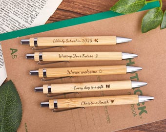 Bolígrafo de madera grabado, bolígrafo personalizado, regalo para profesor con grabado personalizado, bolígrafo de bambú personalizado, bolígrafo con grabado personalizado