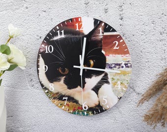 Personalized Photo & Text Wall Clock, Custom Photo Clock, Home Decoration Clock, Family Picture Clock, Housewarming Gift, Christmas Gift