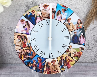 Custom photo wall clock, Personalized wall clock, Wall clock with pictures, Wall clock for dad,Fathers day gift wall clock,gift to family