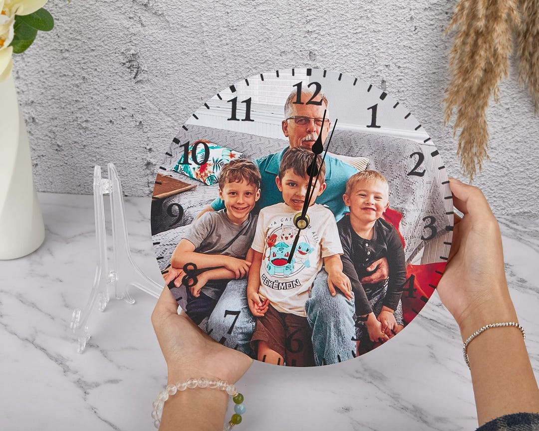 Personalized Wall Clock With Picture 8-16in, Custom Text Clock Gift ...