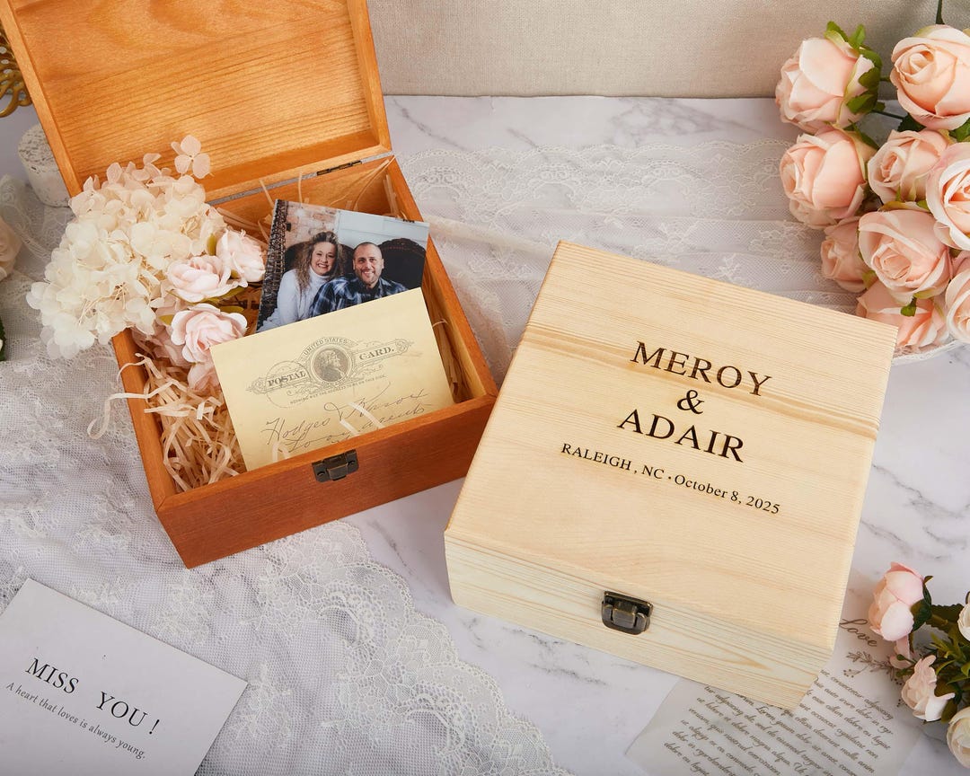 Personalized Engraved Wooden Keepsake Box - Memory Chest for Weddings ...