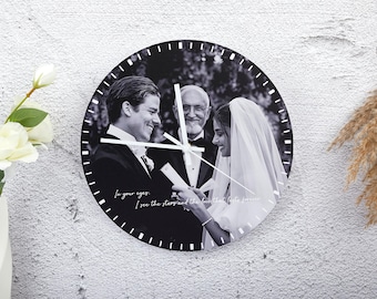Personalized Photo Clock with Text, Custom Wall Clock, Home Decoration Clock, Picture Clock, Valentines Gift, Gift for Her, Couple's Gift