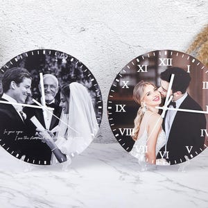 Custom Wooden Photo Clock, Personalized Wall Clock, Home Decor Clock, Picture Clock, Valentines' Day Gift, Gift for Her, Anniversary Gift