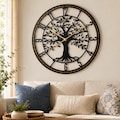 Tree Of Life Wall Clock With Wooden Frame, Metal and Wooden Tree Clock, Nature Symbol Clock, Unique Silent Clock, Farmhouse Clock Gift