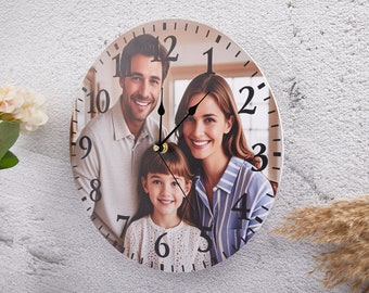 Personalized Photo Clock with Text, Custom Wall Clock, Home Decoration Clock, Bridesmaid Proposal, Christmas Gift, Eco-Friendly Decoration