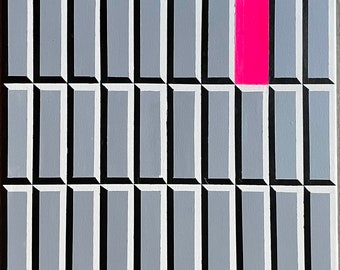 Original Modern Geometric Op Art Canvas Painting