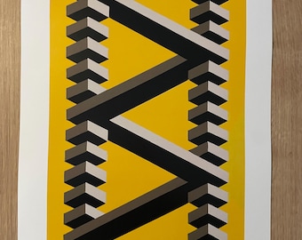Impressão Op Art A3 – Ilusão de ótica geométrica, decoração de parede moderna
