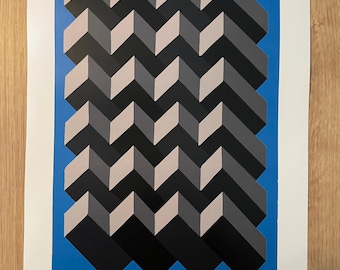 Impressão Op Art A3 – Ilusão de ótica geométrica, decoração de parede moderna