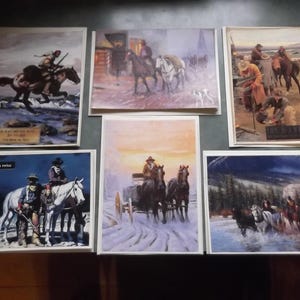 Conjunto de 6 cartões em branco com tema de faroeste - Imagens reaproveitadas - Cartões creme e envelopes combinando - Cartões exclusivos e únicos - 7,25 x 5,25 polegadas