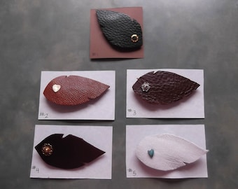Leather Leaf Pins--Hat Pins--Purse Pins--Jacket Pins--Lapel Pins--Choice of Leather Colors and Decorative Details