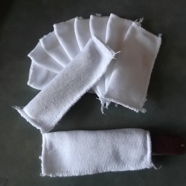 White Cotton Folding Knife Sleeves-Soft Storage Pouches-Sets of 10 Pcs-Assorted Sizes Fits Up To A 4" or 6" Knife