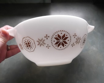 vintage Pyrex #442 Bol à mélanger Cendrillon marron et blanc 1-1 1/2 pinte