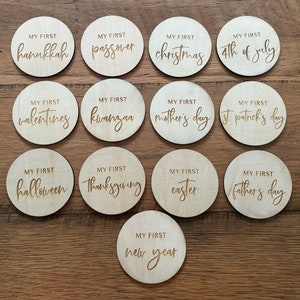 Primeras rondas de hitos navideños del bebé, Mi primer año, Regalo de baby shower, Primero del bebé, Accesorios para fotos de bebés, Recuerdo del bebé, Foto navideña del bebé