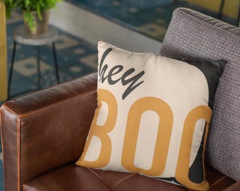Hey Boo Ghost Pillow: Funny Halloween Throw Pillow, Gen X Home Decor