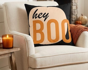 Hey Boo Ghost Pillow, Spooky Halloween Throw Pillow, gift
