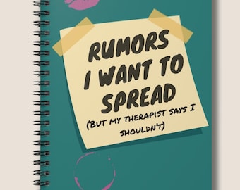 Cuaderno con la frase "Rumores que quiero difundir", diario sarcástico, regalo para compañeros de trabajo, 6x8 pulgadas, espiral.
