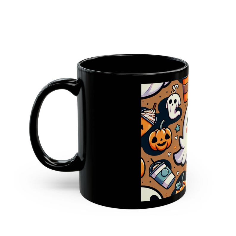 Funny Ghost Mug for Pumpkin Spice Lovers Halloween Coffee Cup Black Ceramic Fall Decor Spooky Season Gift for Her or Him image 4