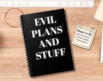 Cuaderno espiral "Planes malvados": un diario sarcástico para pensamientos mezquinos