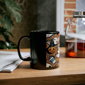 Funny Ghost Mug for Pumpkin Spice Lovers Halloween Coffee Cup Black Ceramic Fall Decor Spooky Season Gift for Her or Him image 6