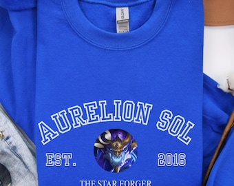 Sudadera Aurelion Sol, suéter de League of Legends, suéter acogedor para gamers, camiseta de LoL con cuello redondo, sudadera con capucha, ropa, camisetas, merchandising, regalo de videojuegos para él y ella