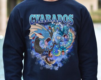 Sudadera Gyarados PKM, Poke unisex de cuello redondo, suéter con personaje de anime, jersey de dibujos animados de moda, camiseta de merchandising de videojuegos, regalo para él, ella, fans e hijos.
