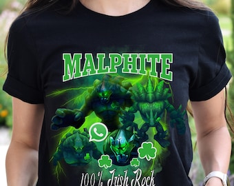 Shamrock Malphite League of Legends T-Shirt, Funny LoL Meme Tee, St Patricks Day Shirt, Gift For Him Her Friend, Lucky Green Champion Tshirt