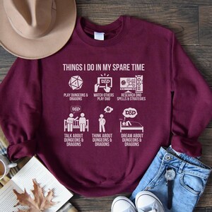 Things I Do in My Spare Time DnD Shirt, Funny Dungeons & Dragons Gamer Tee, Tabletop RPG Humor Gift for Players image 11