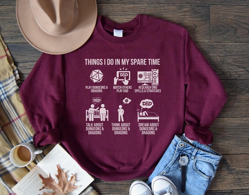 Things I Do in My Spare Time DnD Shirt, Funny Dungeons & Dragons Gamer Tee, Tabletop RPG Humor Gift for Players image 11