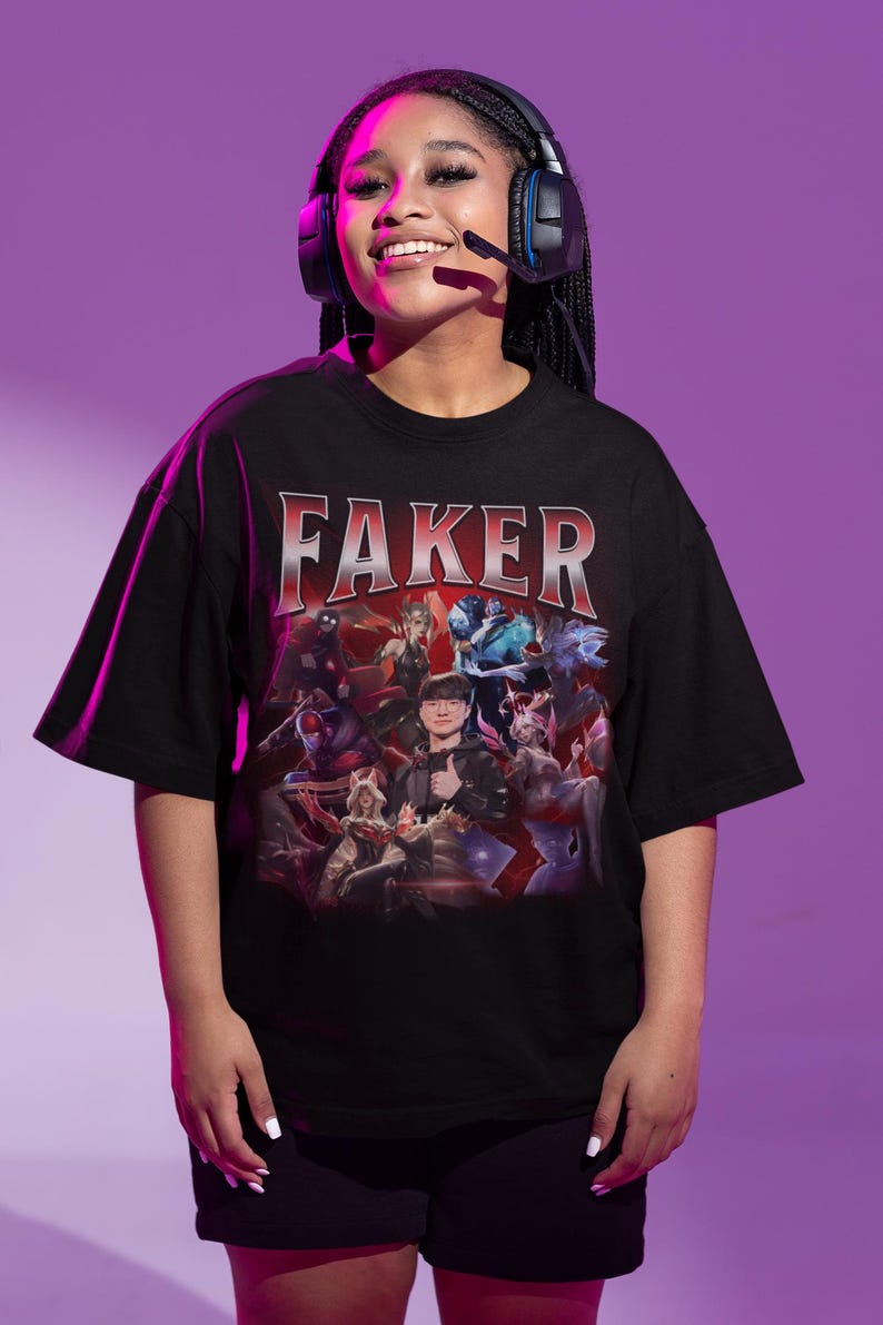 Faker T1 Bootleg-T-shirt: Retro League of Legends Esports-T-shirt afbeelding 12