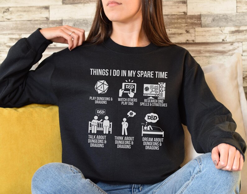 Things I Do in My Spare Time DnD Shirt, Funny Dungeons & Dragons Gamer Tee, Tabletop RPG Humor Gift for Players image 10